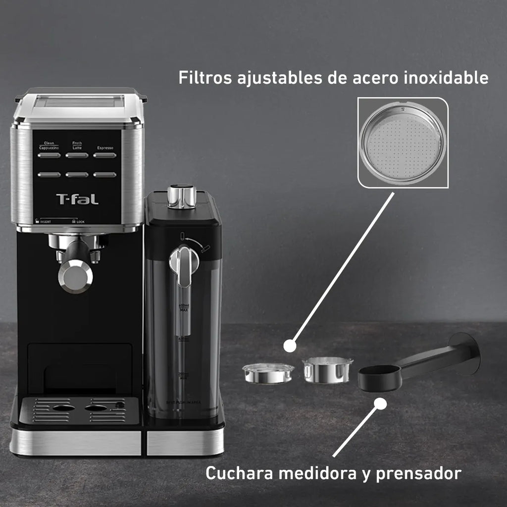 Cafetera Máquina De Espresso La-t, Manual, Lattes Perfectos, T-fal Ex452dx0