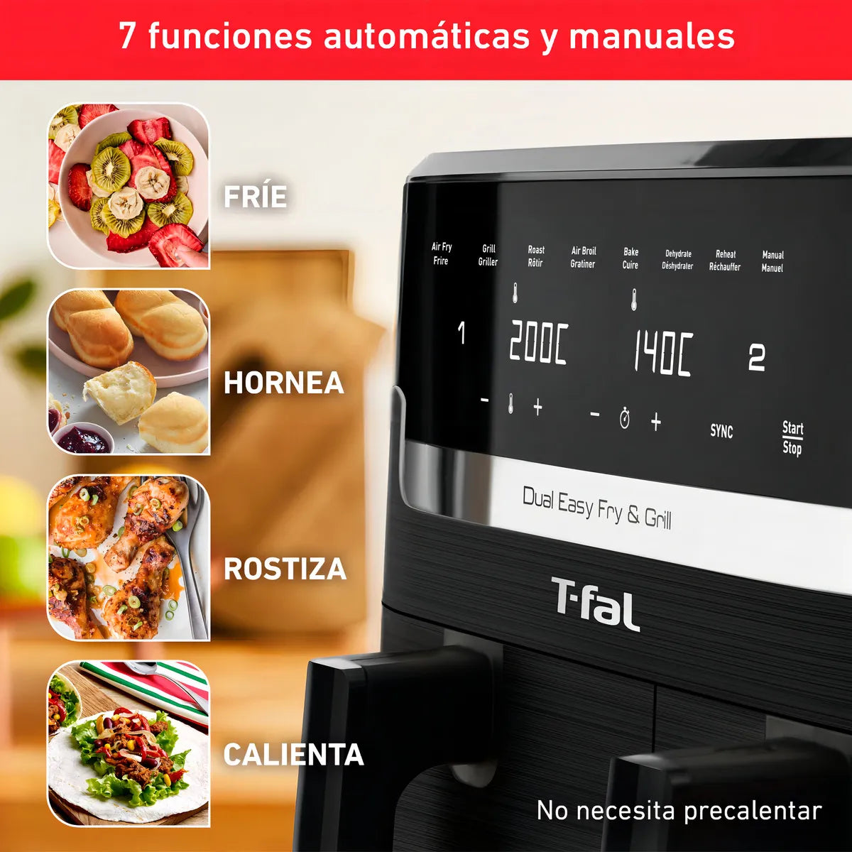 Freidora De Aire T-fal Easy Fry Grill Dual Ey905n50